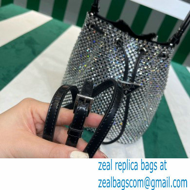 Prada Crystal Bucket Bag 1BE067 black 2022 - Click Image to Close