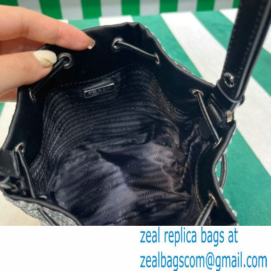 Prada Crystal Bucket Bag 1BE067 black 2022