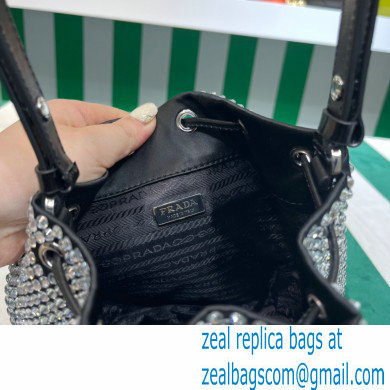 Prada Crystal Bucket Bag 1BE067 black 2022 - Click Image to Close