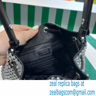 Prada Crystal Bucket Bag 1BE067 black 2022