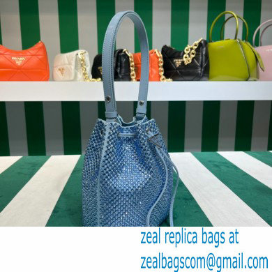 Prada Crystal Bucket Bag 1BE067 blue 2022 - Click Image to Close