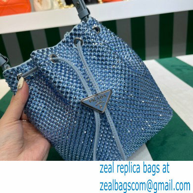 Prada Crystal Bucket Bag 1BE067 blue 2022