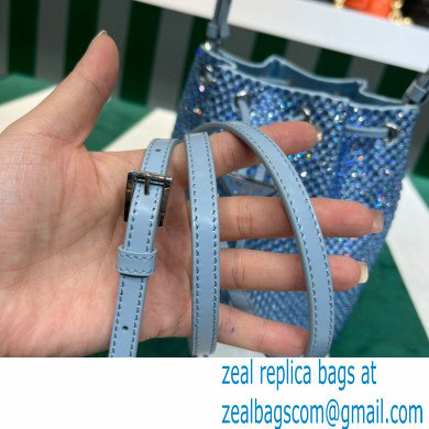 Prada Crystal Bucket Bag 1BE067 blue 2022 - Click Image to Close