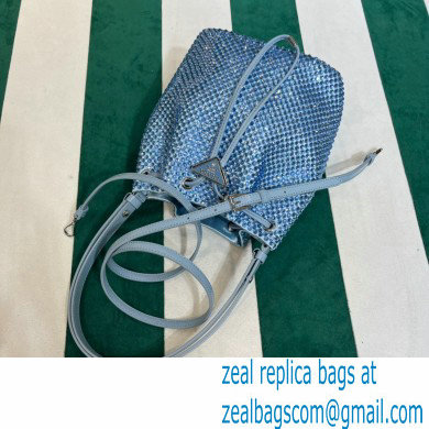 Prada Crystal Bucket Bag 1BE067 blue 2022 - Click Image to Close