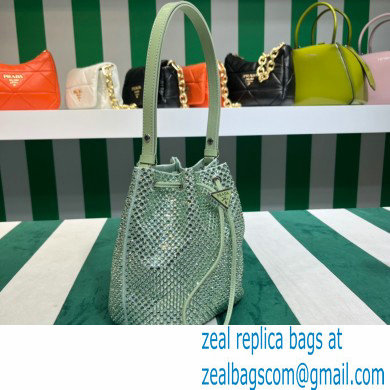 Prada Crystal Bucket Bag 1BE067 green 2022