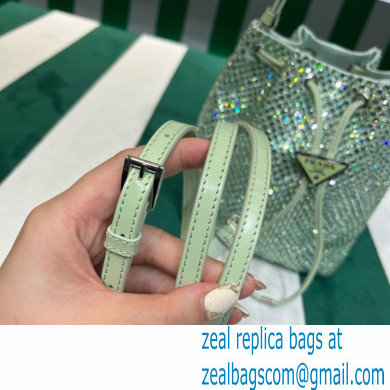 Prada Crystal Bucket Bag 1BE067 green 2022 - Click Image to Close