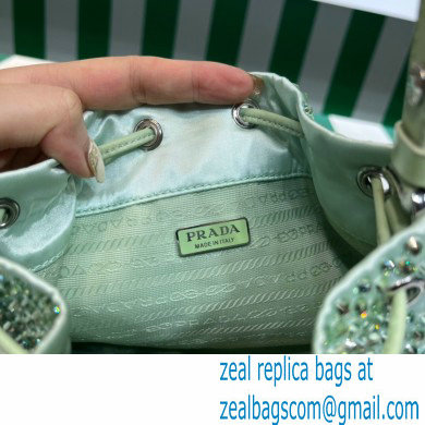 Prada Crystal Bucket Bag 1BE067 green 2022 - Click Image to Close