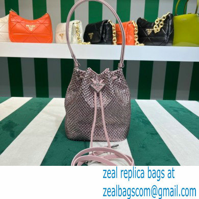 Prada Crystal Bucket Bag 1BE067 pink 2022