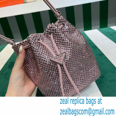 Prada Crystal Bucket Bag 1BE067 pink 2022