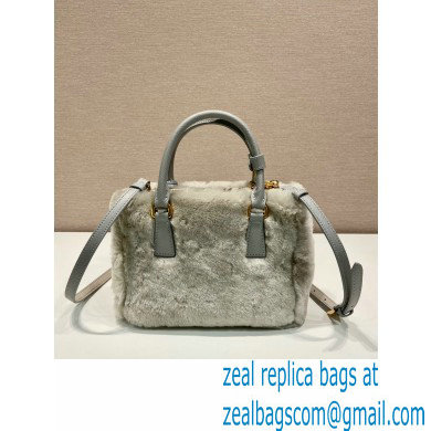 Prada Galleria Shearling Mini Bag 1BA906 Grey 2023