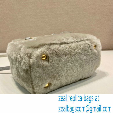 Prada Galleria Shearling Mini Bag 1BA906 Grey 2023