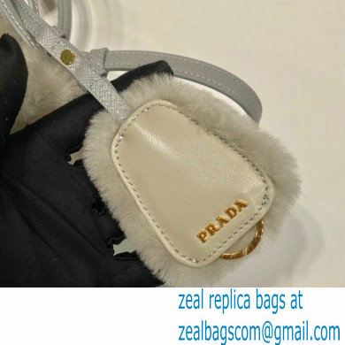 Prada Galleria Shearling Mini Bag 1BA906 Grey 2023