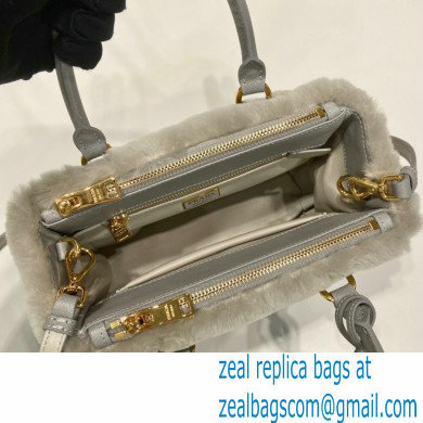 Prada Galleria Shearling Mini Bag 1BA906 Grey 2023