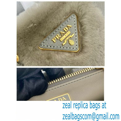 Prada Galleria Shearling Mini Bag 1BA906 Grey 2023
