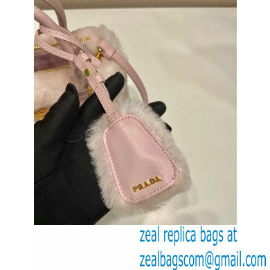 Prada Galleria Shearling Mini Bag 1BA906 PINK 2023