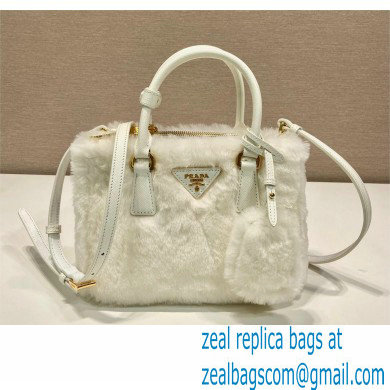 Prada Galleria Shearling Mini Bag 1BA906 white 2023