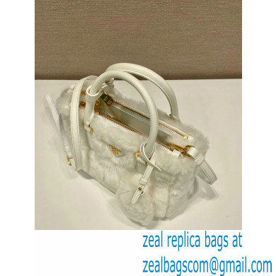 Prada Galleria Shearling Mini Bag 1BA906 white 2023