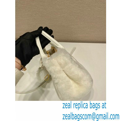 Prada Galleria Shearling Mini Bag 1BA906 white 2023