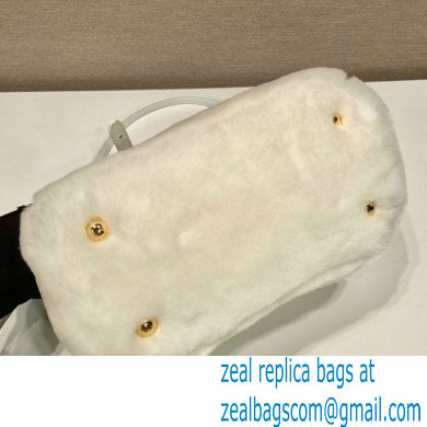 Prada Galleria Shearling Mini Bag 1BA906 white 2023