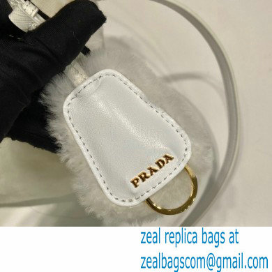 Prada Galleria Shearling Mini Bag 1BA906 white 2023