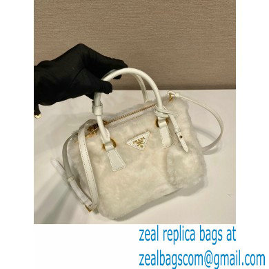 Prada Galleria Shearling Mini Bag 1BA906 white 2023