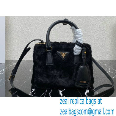 Prada Galleria Shearling Mini bag 1BA906 Black 2023