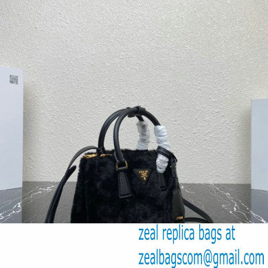 Prada Galleria Shearling Mini bag 1BA906 Black 2023