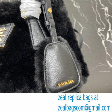 Prada Galleria Shearling Mini bag 1BA906 Black 2023