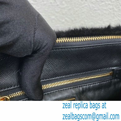 Prada Galleria Shearling Mini bag 1BA906 Black 2023