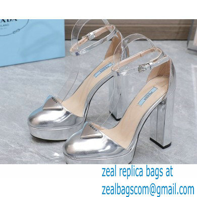 Prada Heel 12.5cm platform 2.5cm Ankle-Strap Pumps Metallic Silver 2023