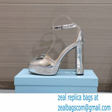 Prada Heel 12.5cm platform 2.5cm Ankle-Strap Pumps Metallic Silver 2023