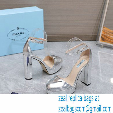 Prada Heel 12.5cm platform 2.5cm Ankle-Strap Pumps Metallic Silver 2023