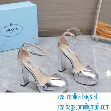 Prada Heel 12.5cm platform 2.5cm Ankle-Strap Pumps Metallic Silver 2023