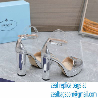 Prada Heel 12.5cm platform 2.5cm Ankle-Strap Pumps Metallic Silver 2023