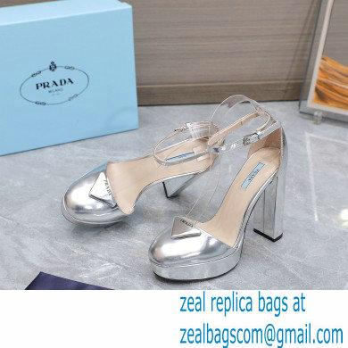 Prada Heel 12.5cm platform 2.5cm Ankle-Strap Pumps Metallic Silver 2023