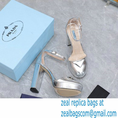 Prada Heel 12.5cm platform 2.5cm Ankle-Strap Pumps Metallic Silver 2023