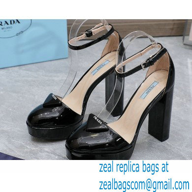 Prada Heel 12.5cm platform 2.5cm Ankle-Strap Pumps Patent Black 2023