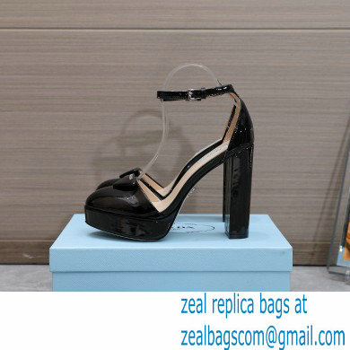 Prada Heel 12.5cm platform 2.5cm Ankle-Strap Pumps Patent Black 2023