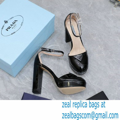 Prada Heel 12.5cm platform 2.5cm Ankle-Strap Pumps Patent Black 2023