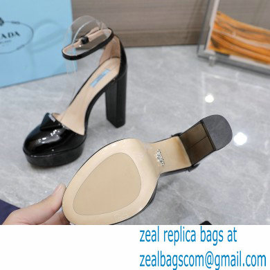 Prada Heel 12.5cm platform 2.5cm Ankle-Strap Pumps Patent Black 2023