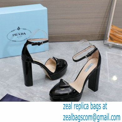 Prada Heel 12.5cm platform 2.5cm Ankle-Strap Pumps Patent Black 2023