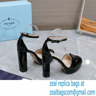 Prada Heel 12.5cm platform 2.5cm Ankle-Strap Pumps Patent Black 2023