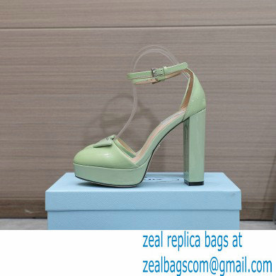 Prada Heel 12.5cm platform 2.5cm Ankle-Strap Pumps Patent Light Green 2023