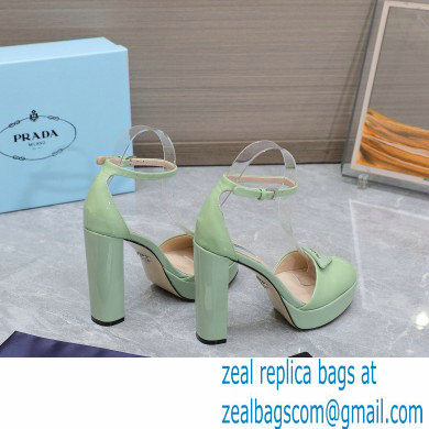 Prada Heel 12.5cm platform 2.5cm Ankle-Strap Pumps Patent Light Green 2023