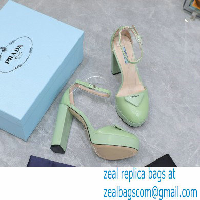 Prada Heel 12.5cm platform 2.5cm Ankle-Strap Pumps Patent Light Green 2023