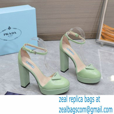 Prada Heel 12.5cm platform 2.5cm Ankle-Strap Pumps Patent Light Green 2023