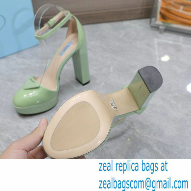 Prada Heel 12.5cm platform 2.5cm Ankle-Strap Pumps Patent Light Green 2023