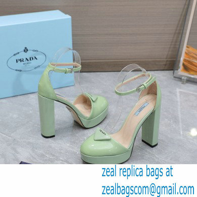 Prada Heel 12.5cm platform 2.5cm Ankle-Strap Pumps Patent Light Green 2023