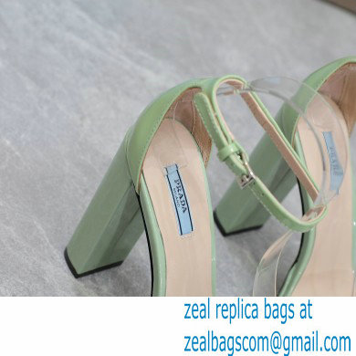 Prada Heel 12.5cm platform 2.5cm Ankle-Strap Pumps Patent Light Green 2023