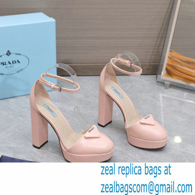 Prada Heel 12.5cm platform 2.5cm Ankle-Strap Pumps Patent Light Pink 2023